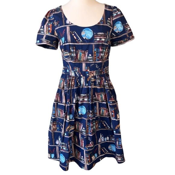 Modcloth Dresses & Skirts - Blue Book Print Dress